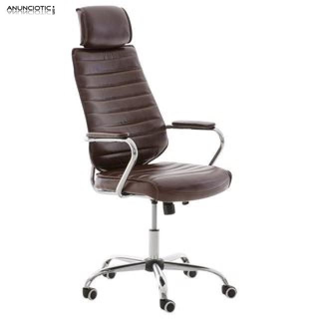 Sill&oacute;n estructura metal en piel color burdeos