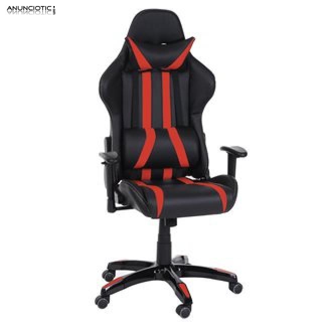 Silla dise&ntilde;o deportivo con cojines en negro y rojo