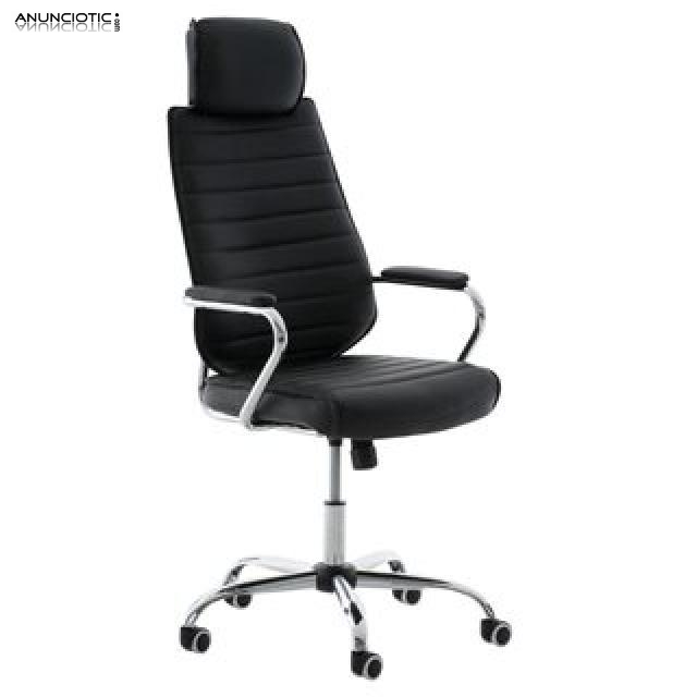 Sill&oacute;n ejecutivo estructura metal piel color negro