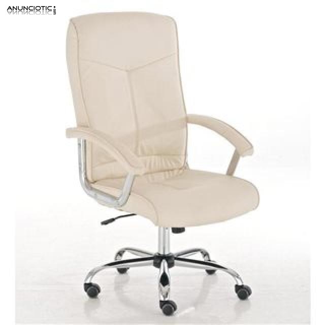 Sill&oacute;n estructura met&aacute;lica en piel color crema