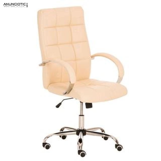 Sill&oacute;n de oficina lisboa en piel color crema