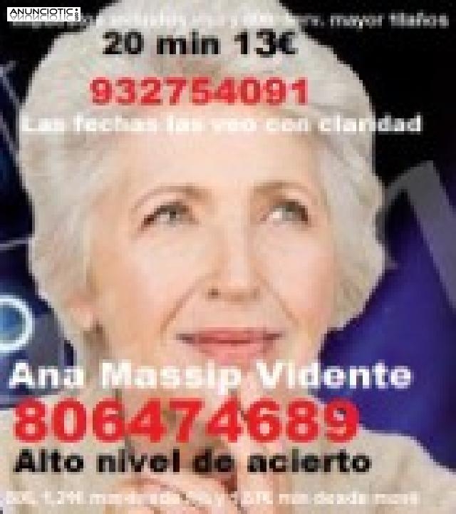 Ana Massip Vidente. 806 474 689. Medium 20 min 13�. Concreta datos