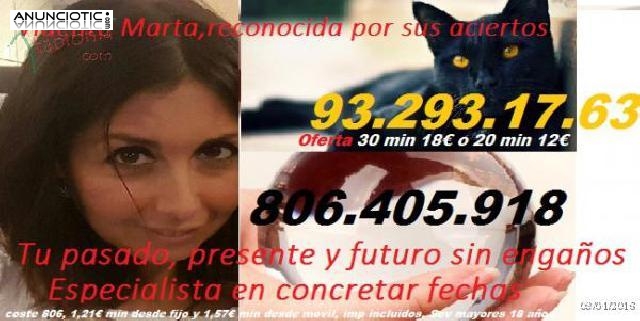 Vidente muy buena. Espa&ntilde;ola 806 405 918. Soy Marta, gran acierto 12�