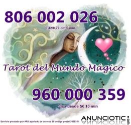 TAROT MUNDO MAGICO SOLO 0,42 CM MIN. OFERTA VISA BARATA.