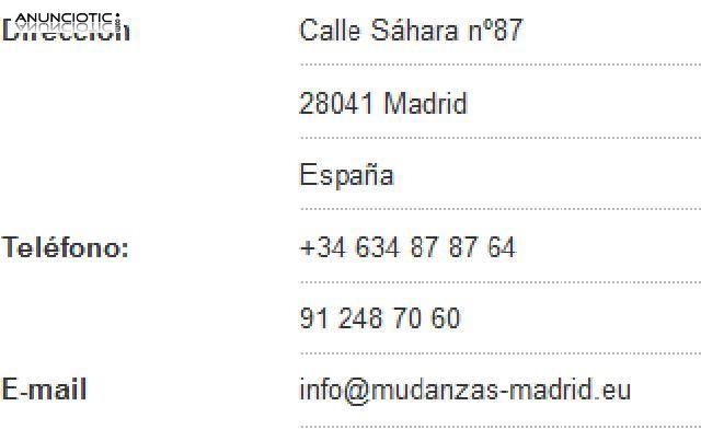 Mudanzas en Madrid Econ&oacute;micas y Profesionales