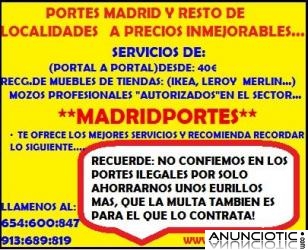EMPRESA LEGAL 654:600:847 PORTES ECONOMICOS EN MADRID