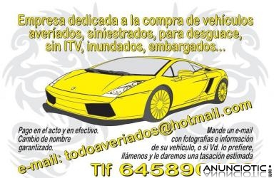 EMPRESA DEDICADA A LA COMPRA DE VEH&iacute;CULOS AVER&iacute;ADOS,SINIESTRADOS,SIN ITV..todoaveriados@hotmail.com