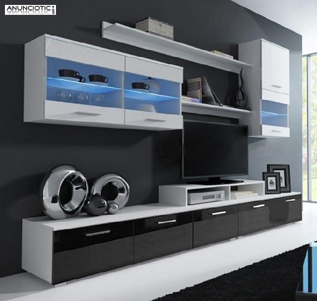 Mueble de sal&oacute;n Claudia blanco y negro