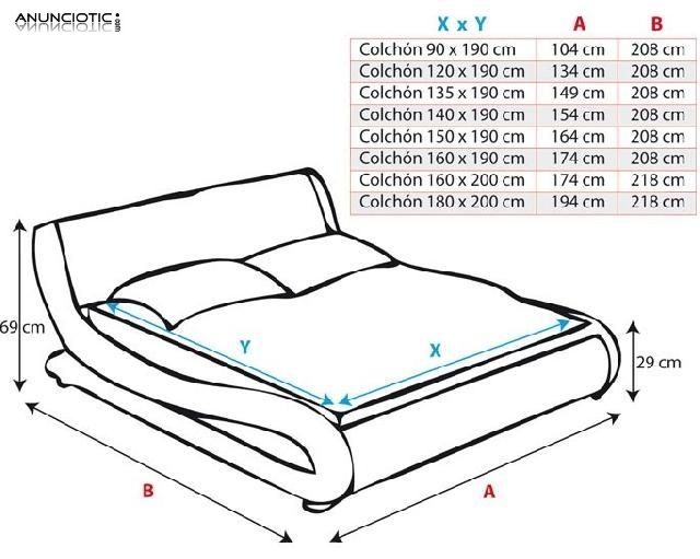 Cama Alessia negro con colch&oacute;n Pro