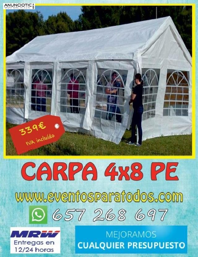 Carpas para monter&iacute;as y eventos 4x8