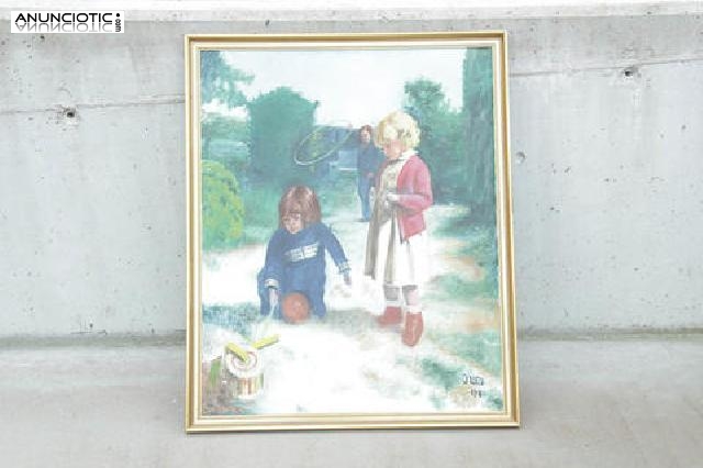 Cuadro Olimpio Liste, ni&ntilde;as en el parque