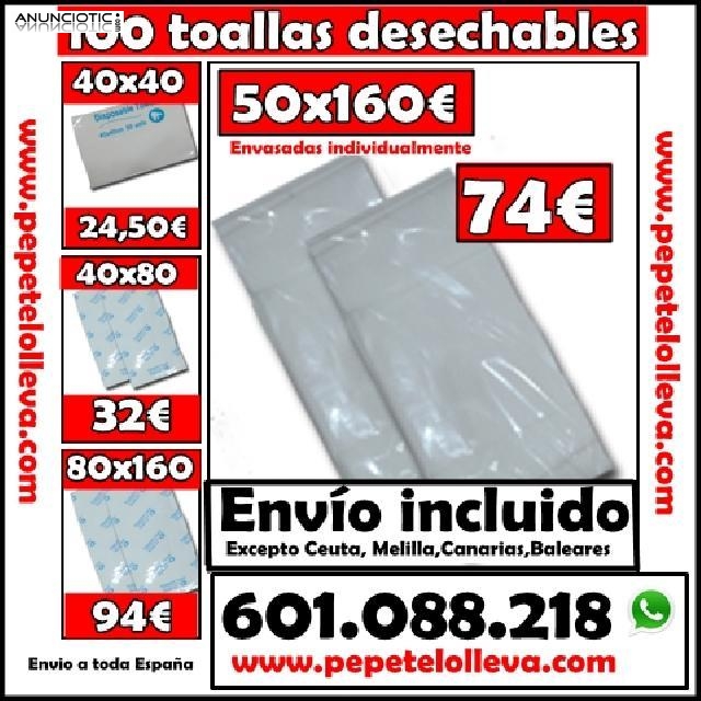 100 toallas desechables de 50x160 ducha 74�  env&iacute;o incluido