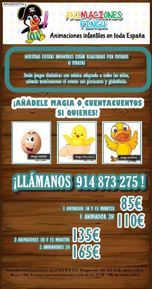 Animaciones infantiles en toda Espa&ntilde;a - Animaciones Pingu