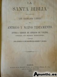 SANTA BIBLIA PROTESTANTE,CIPRIANO DE VALERA SIGLO DE ORO. EDIC.1870- ENCUAD.PIEL