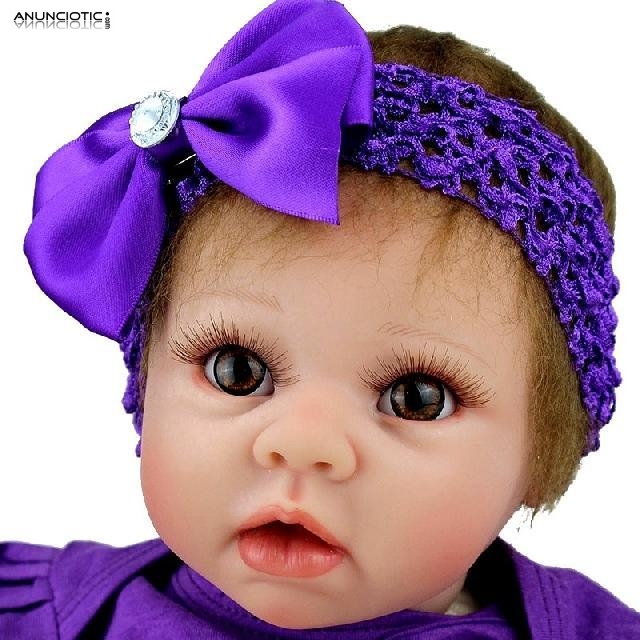 Violeta: mu&ntilde;eca reborn vinilo siliconado 55cm