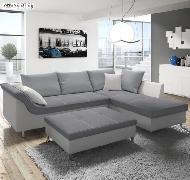 Sof&aacute; Judit blanco/gris con chaise