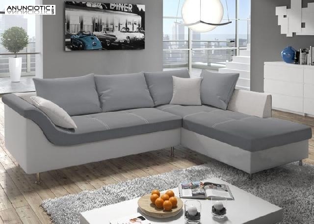 Sof&aacute; Judit blanco/gris con chaise