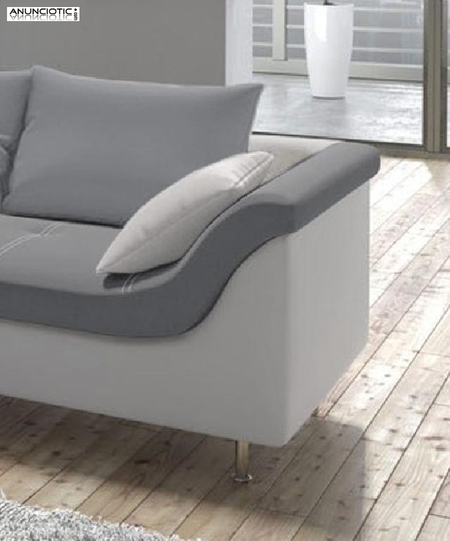 Sof&aacute; Judit blanco/gris con chaise
