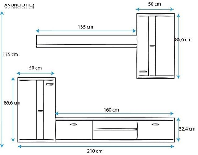 Mueble de sal&oacute;n Carry en color sonoma
