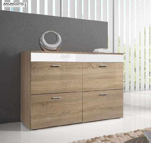 C&oacute;moda Venice en color sonoma y blanco