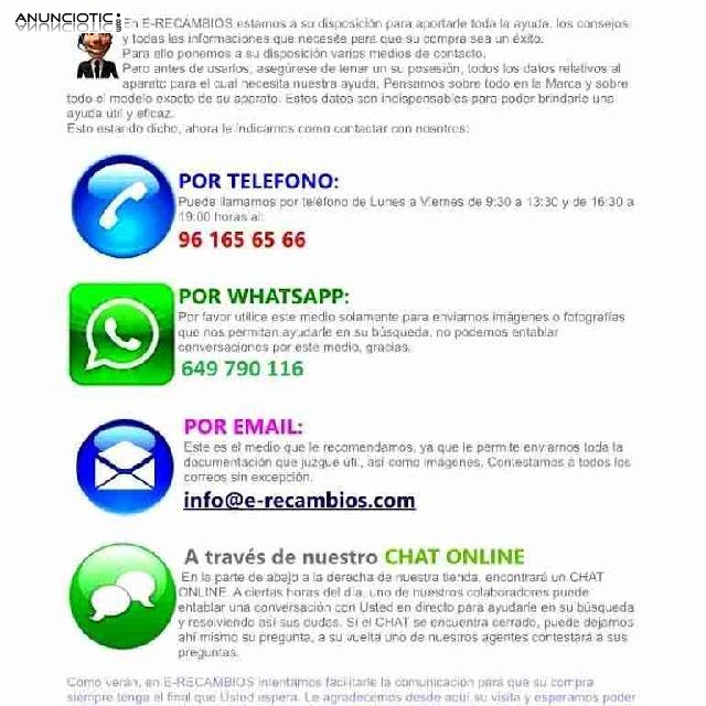 VENTA RECAMBIOS ELECTRODOMESTICOS TODAS LAS MARCAS