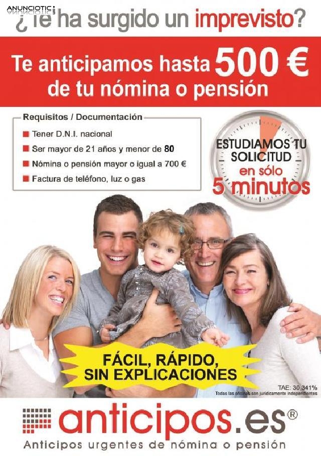 Anticipos de hasta 500 euros  