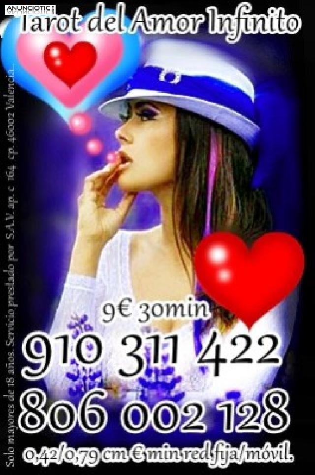 VIDENCIA  Y TAROT DEL AMOR  910311422 /806002128 Coste min. 0,42/0,79 cm � 