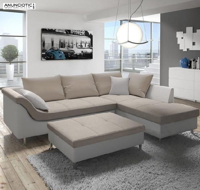 Sof&aacute; Judit blanco/beige con chaise