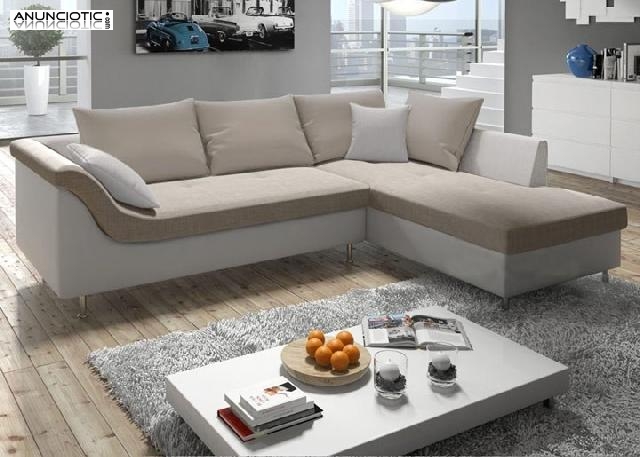 Sof&aacute; Judit blanco/beige con chaise