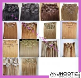 Extensiones clip quita/pon pelo natural liso. 55cm largo, 7 capas, 70gramos.65�