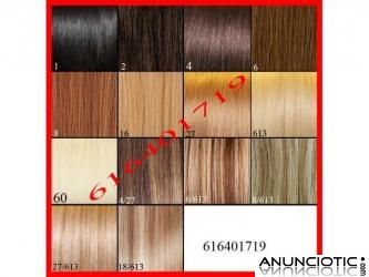 Extensiones clip quita/pon pelo natural liso. 55cm largo, 7 capas, 70gramos.65�