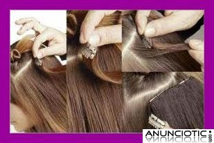 Extensiones clip quita/pon pelo natural liso. 55cm largo, 7 capas, 70gramos.65�