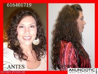 Extensiones clip quita/pon pelo natural rizado.49cm largo.69�