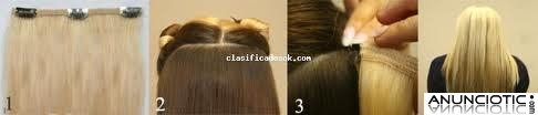 Extensiones clip quita/pon pelo natural rizado.69�.46cm largo, 7 capas.