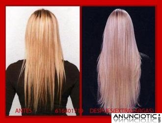 Colocacion extensiones cortina con grapas a 95� pelo natural incluido.