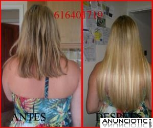 Colocacion extensiones cortina con grapas a 95� pelo natural incluido.